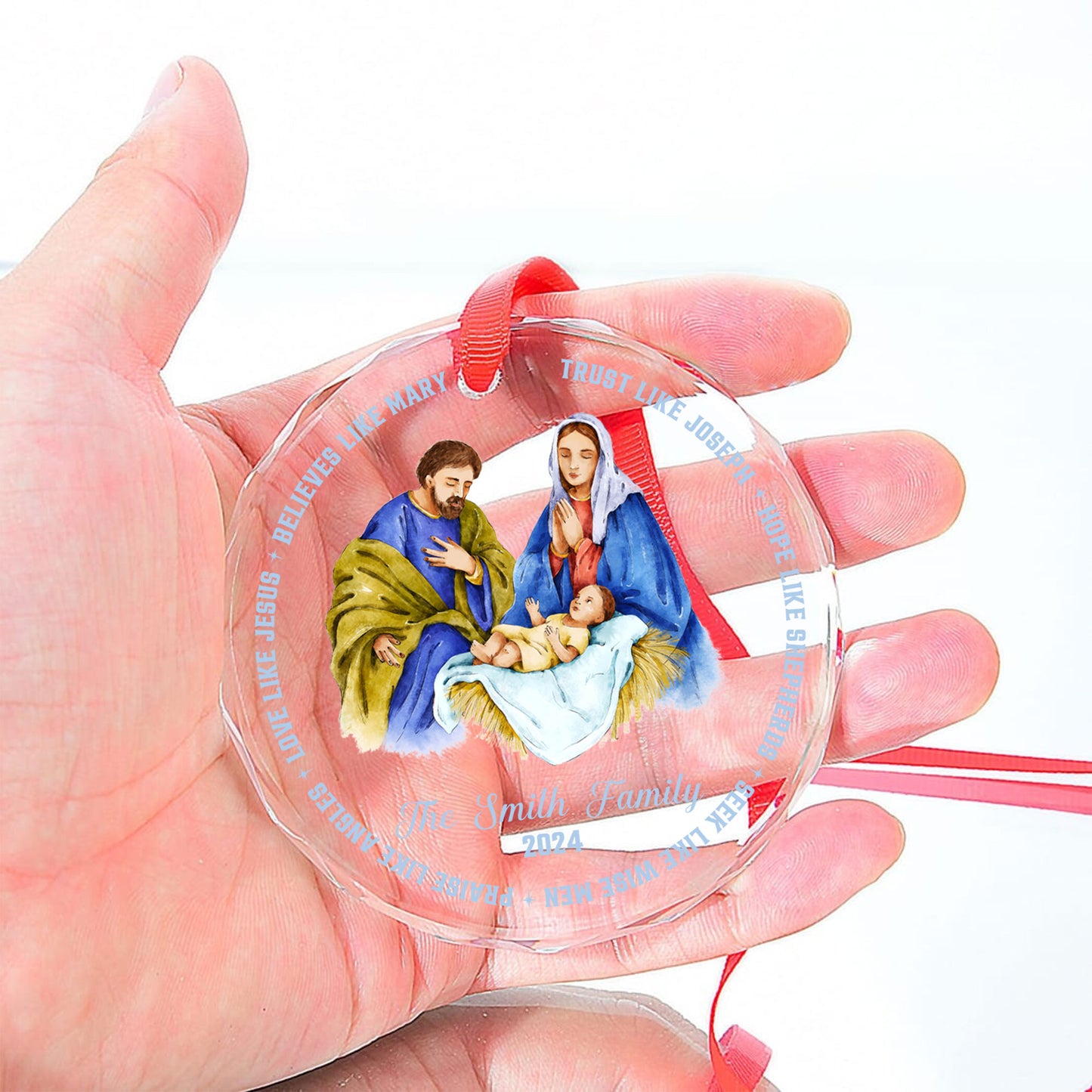 Nativity Scene - Personalized Glass Ornament