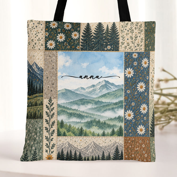 Nature-Rustic-Adventure-Patchwork-Style-Gift-For-Her-Personalized-Tote-Bag-2
