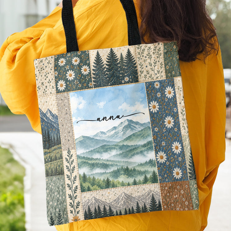 Nature-Rustic-Adventure-Patchwork-Style-Gift-For-Her-Personalized-Tote-Bag-4