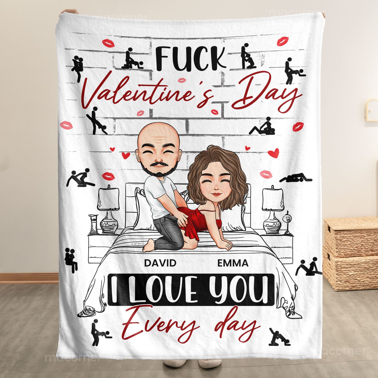 Naughty Couple F*ck Valentine's Day I Love You Every Day - Personalized Blanket