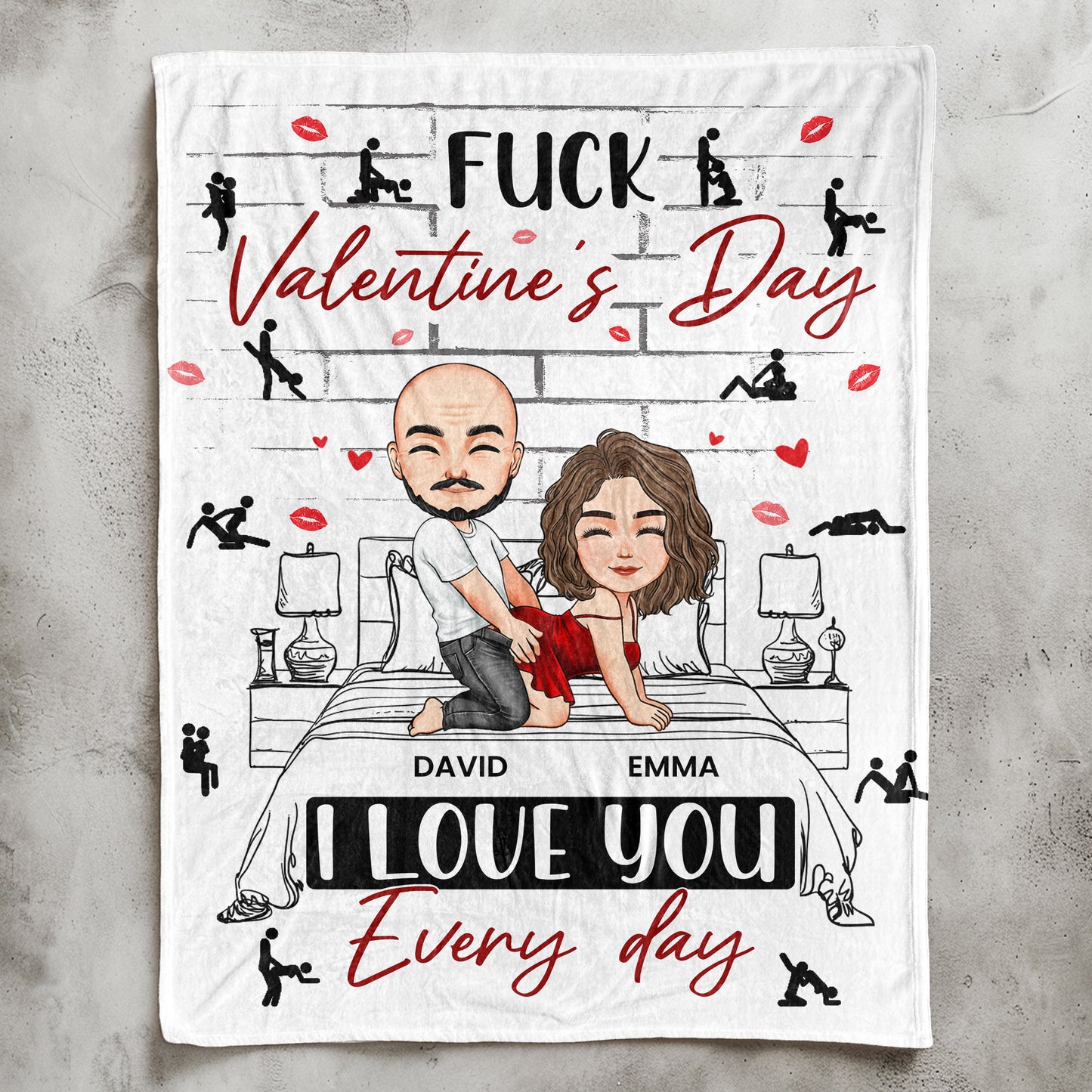 Naughty Couple F*ck Valentine's Day I Love You Every Day - Personalized Blanket