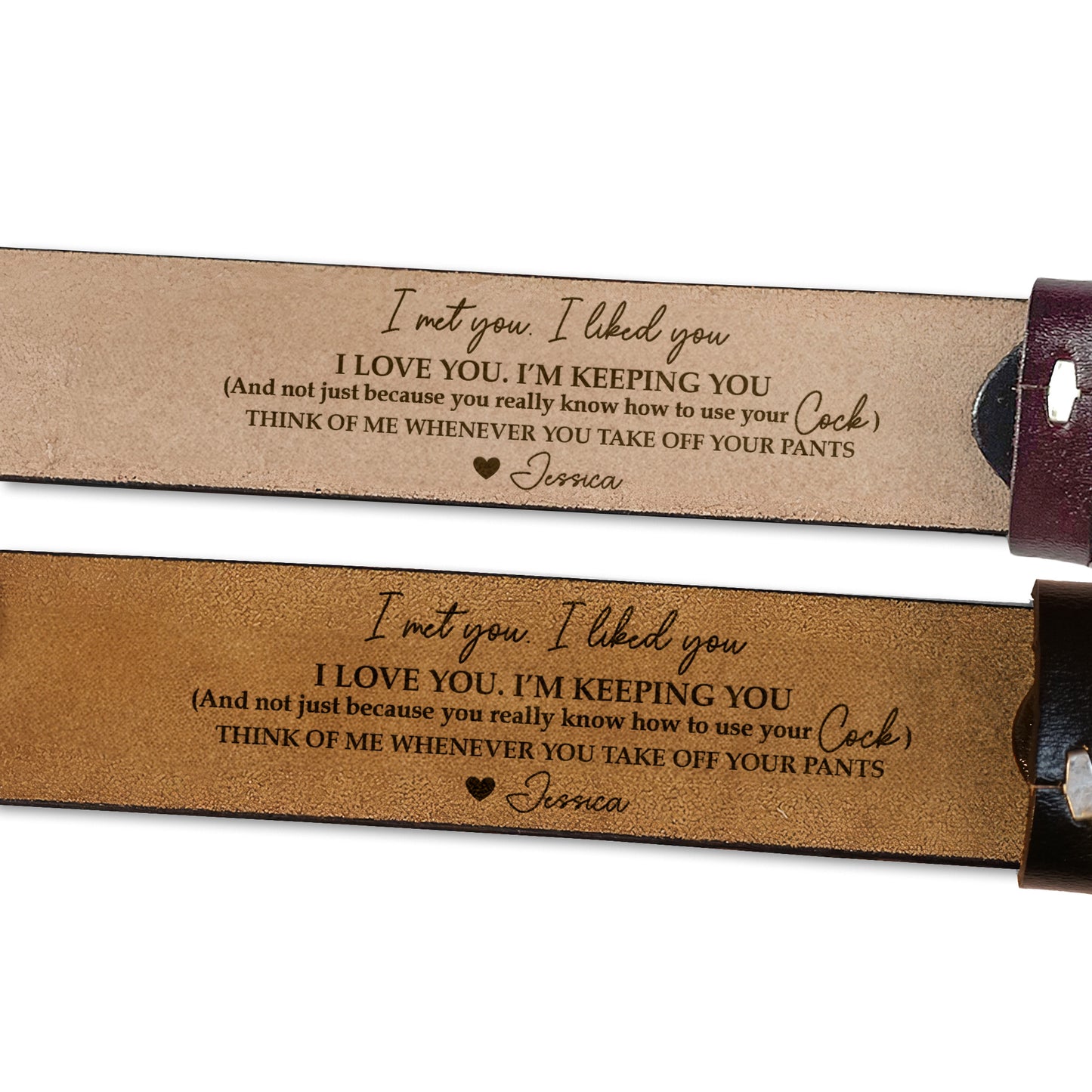 Naughty Gift For Husband, Boyfriend, Men Customize With Hidden Message - Personalized Engraved Leather Belt