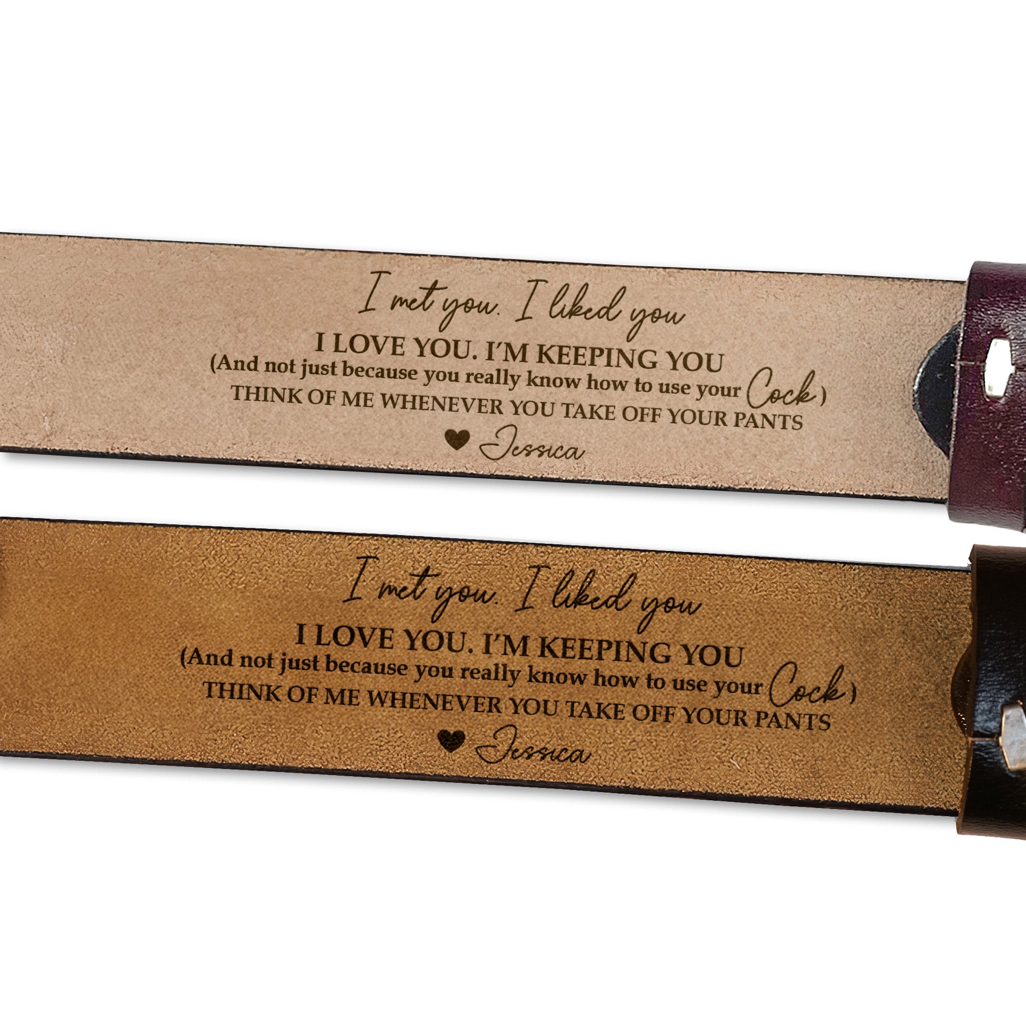 Naughty Gift For Husband, Boyfriend, Men Customize With Hidden Message - Personalized Engraved Leather Belt