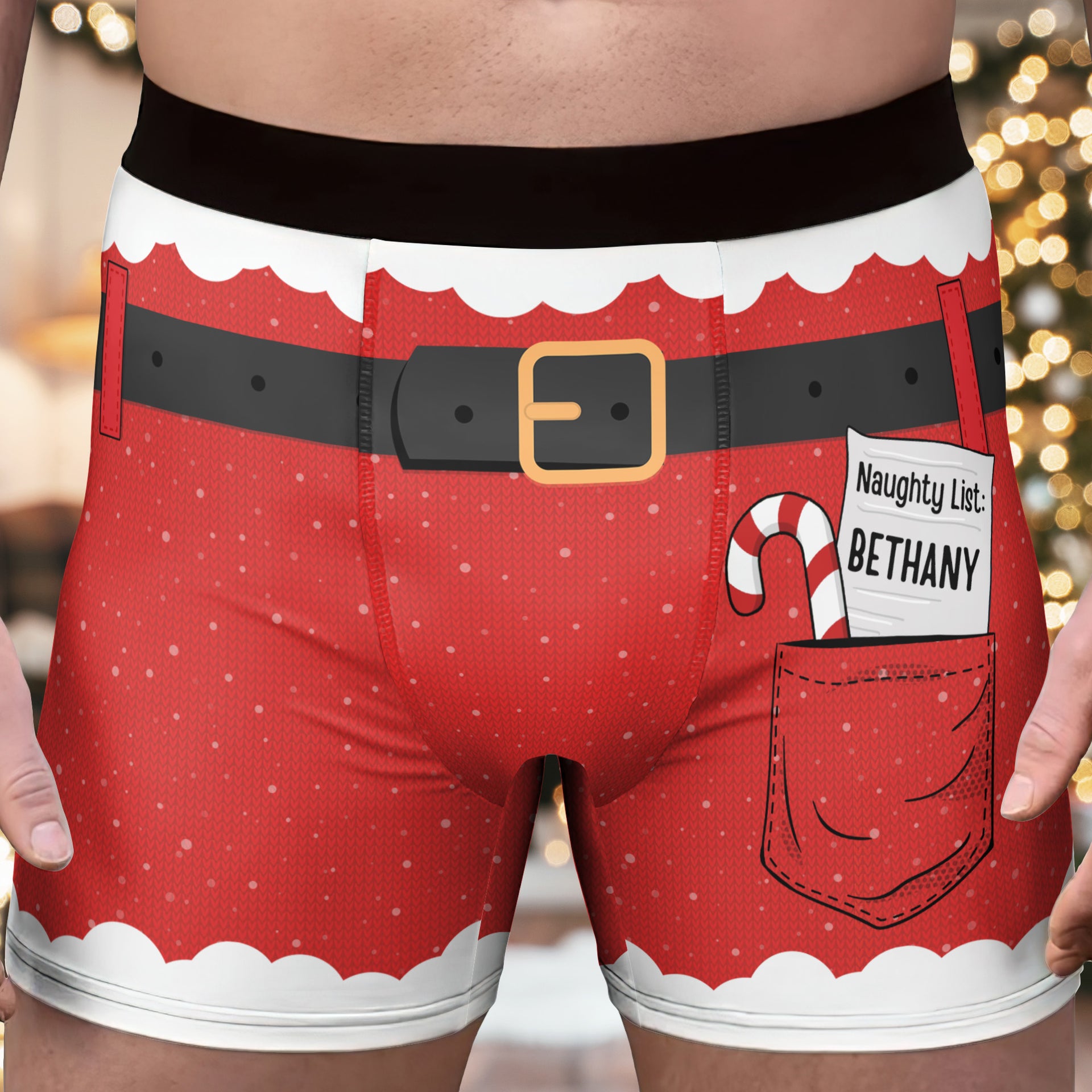 Naughty List Funny Christmas - Personalized Men's Boxer Briefs