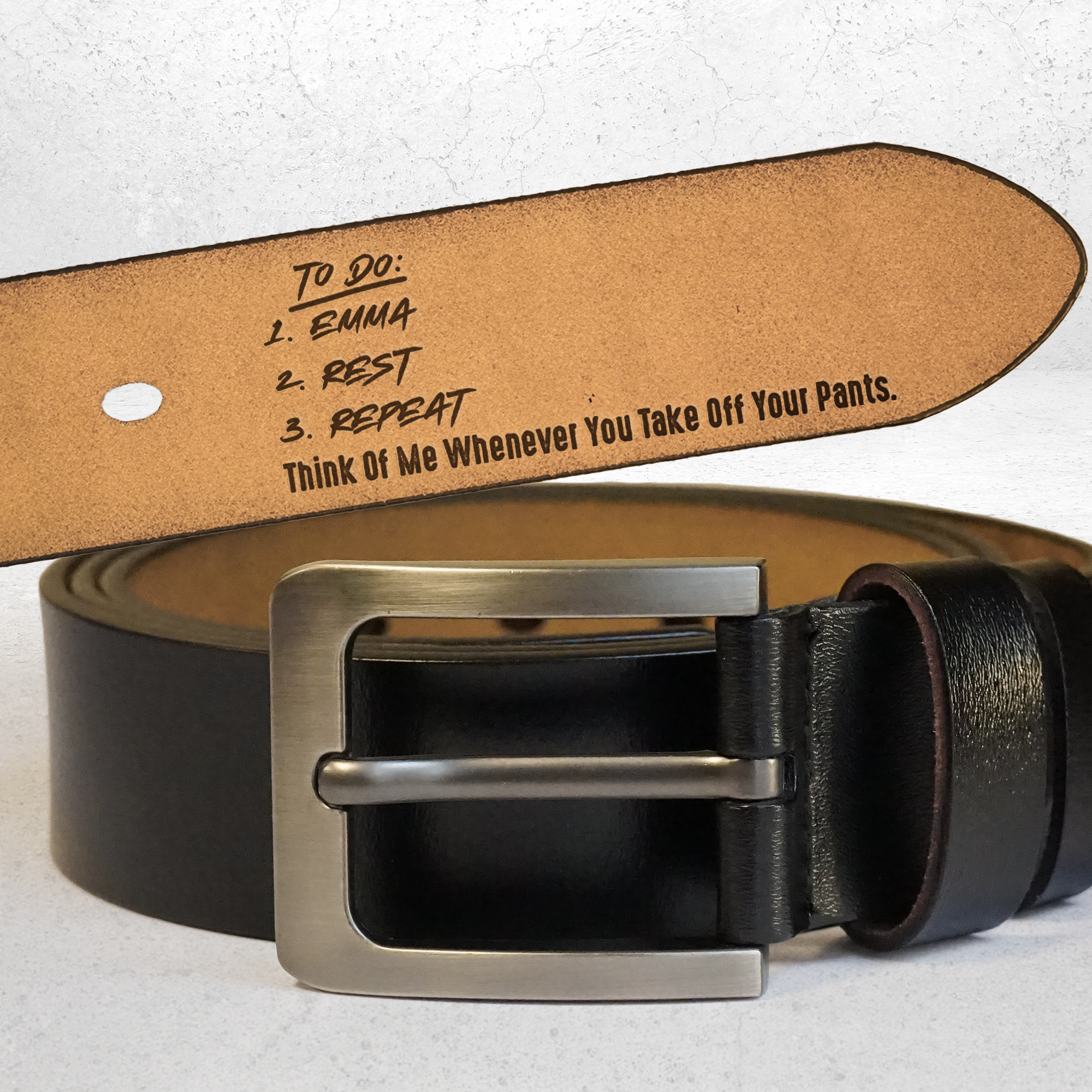 Father's Day Gifts, Naughty To Do List For Husband, Boyfriend - Personalized Engraved Leather Belt
