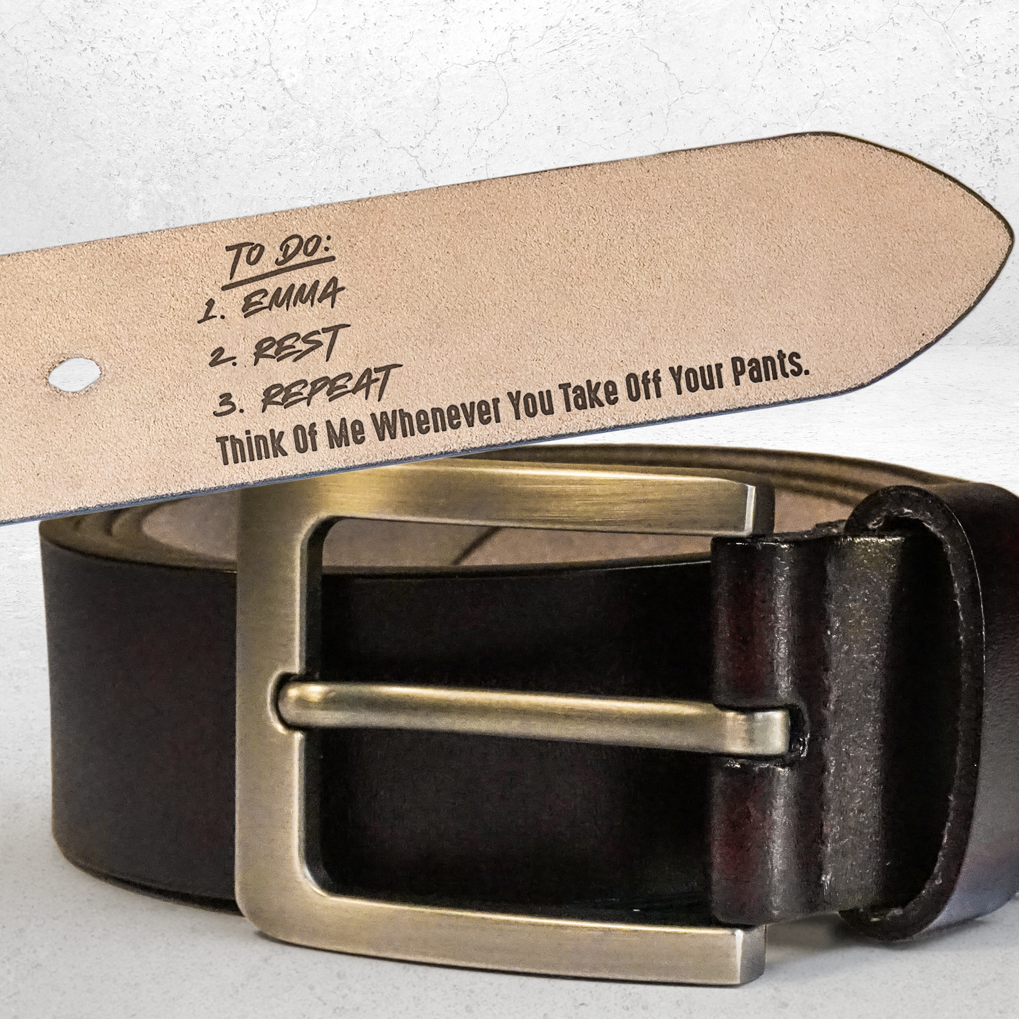 Father's Day Gifts, Naughty To Do List For Husband, Boyfriend - Personalized Engraved Leather Belt