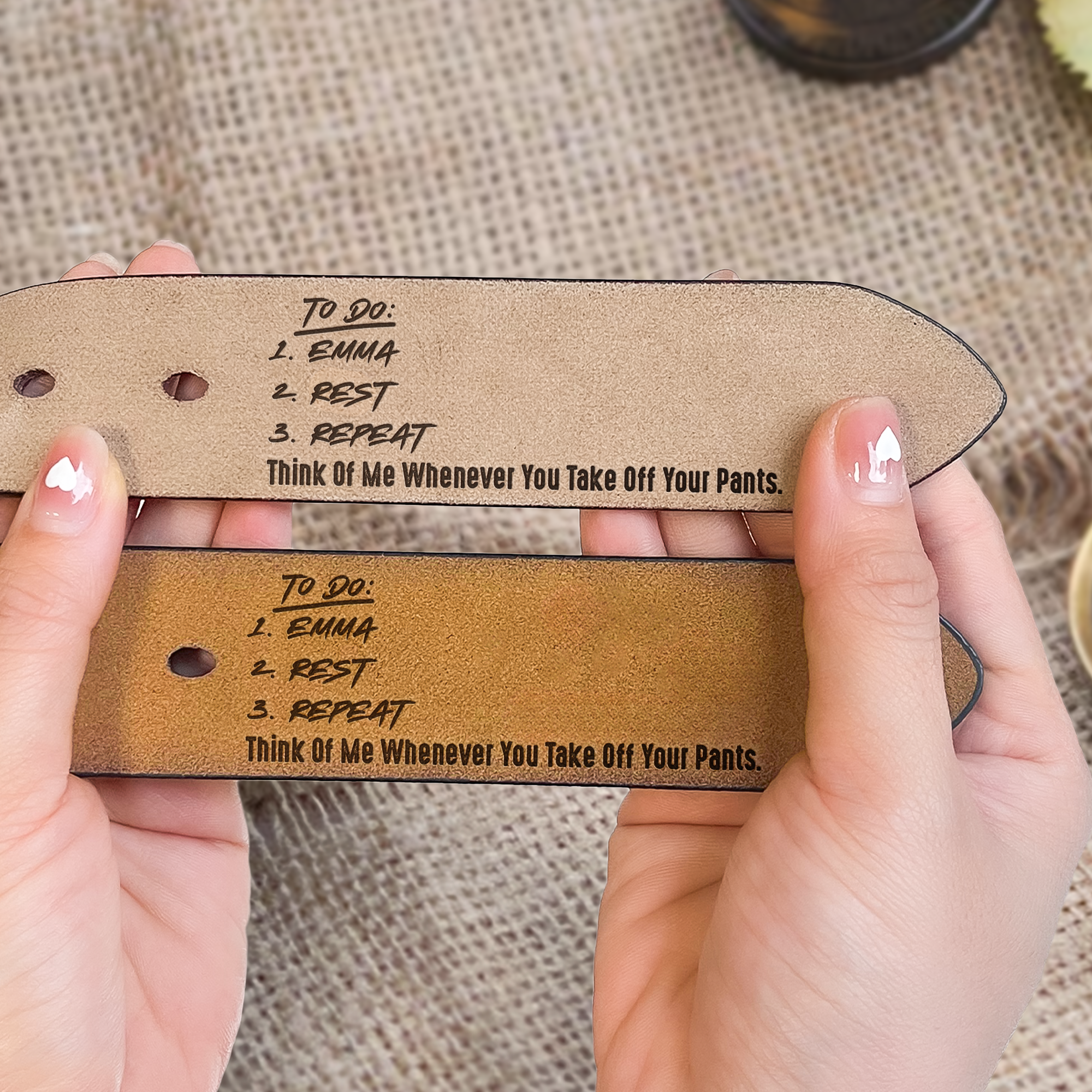 Father's Day Gifts, Naughty To Do List For Husband, Boyfriend - Personalized Engraved Leather Belt
