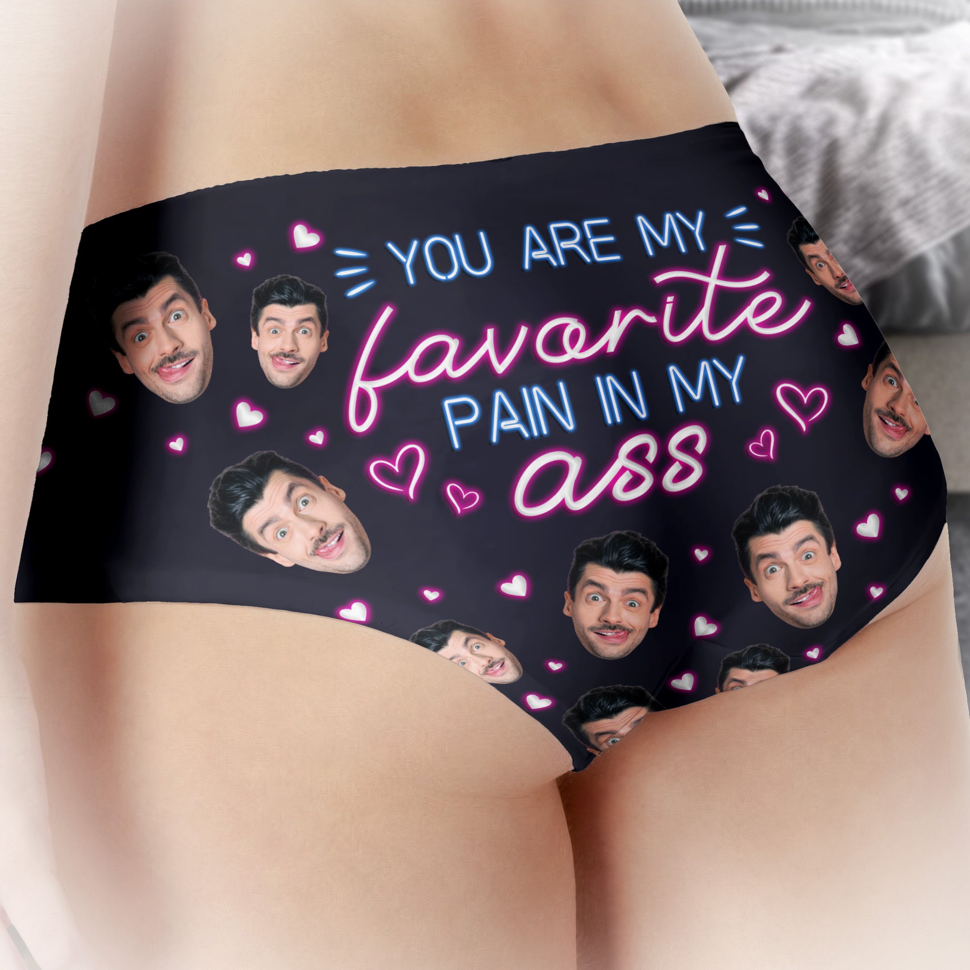 Naughty You Are My Favorite Pain In My A** - Personalized Photo Women's Low-Waisted Brief