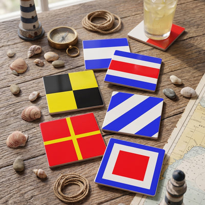Nautical Flag Alphabet - Personalized Coaster
