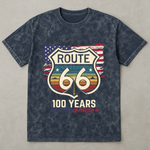 100 Years Route 66 250 Years USA - Acid Wash T‑Shirt