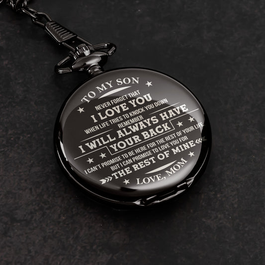 Never Forget That I Love You Gift For Son Grandson Nephew - Personalized Pocket Watch