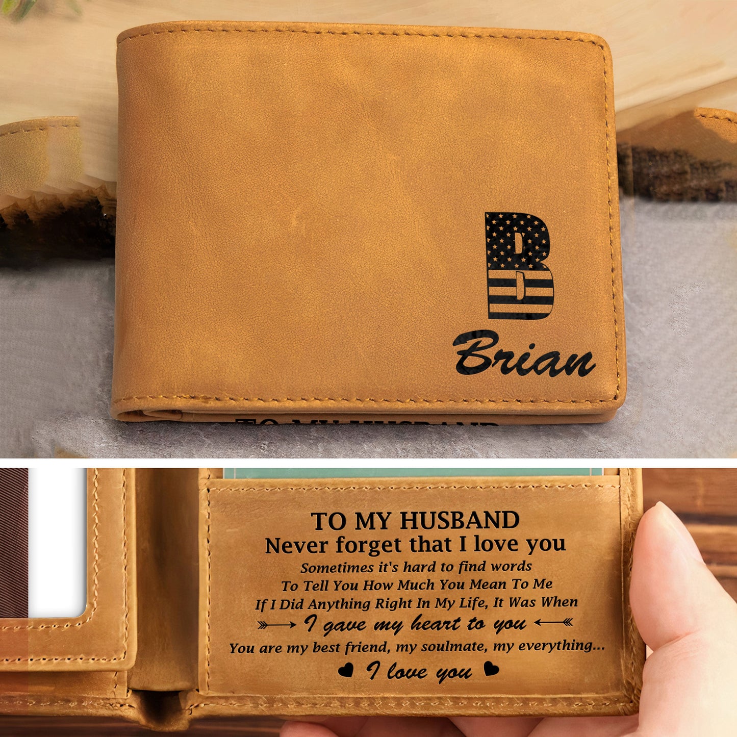 Never Forget That I Love You - Personalized Leather Wallet