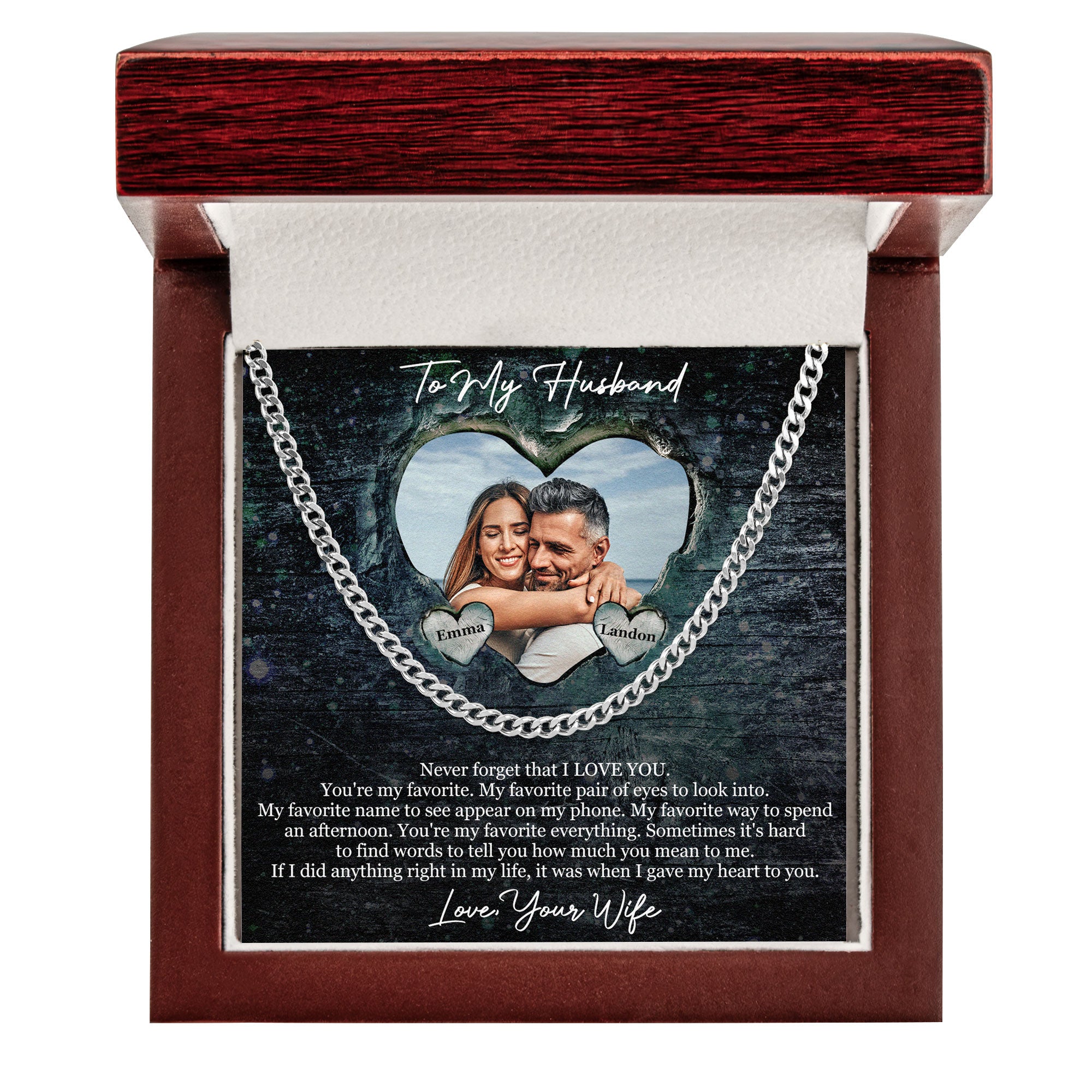Never Forget That I Love You - Personalized Photo Men's Cuban Link Chain