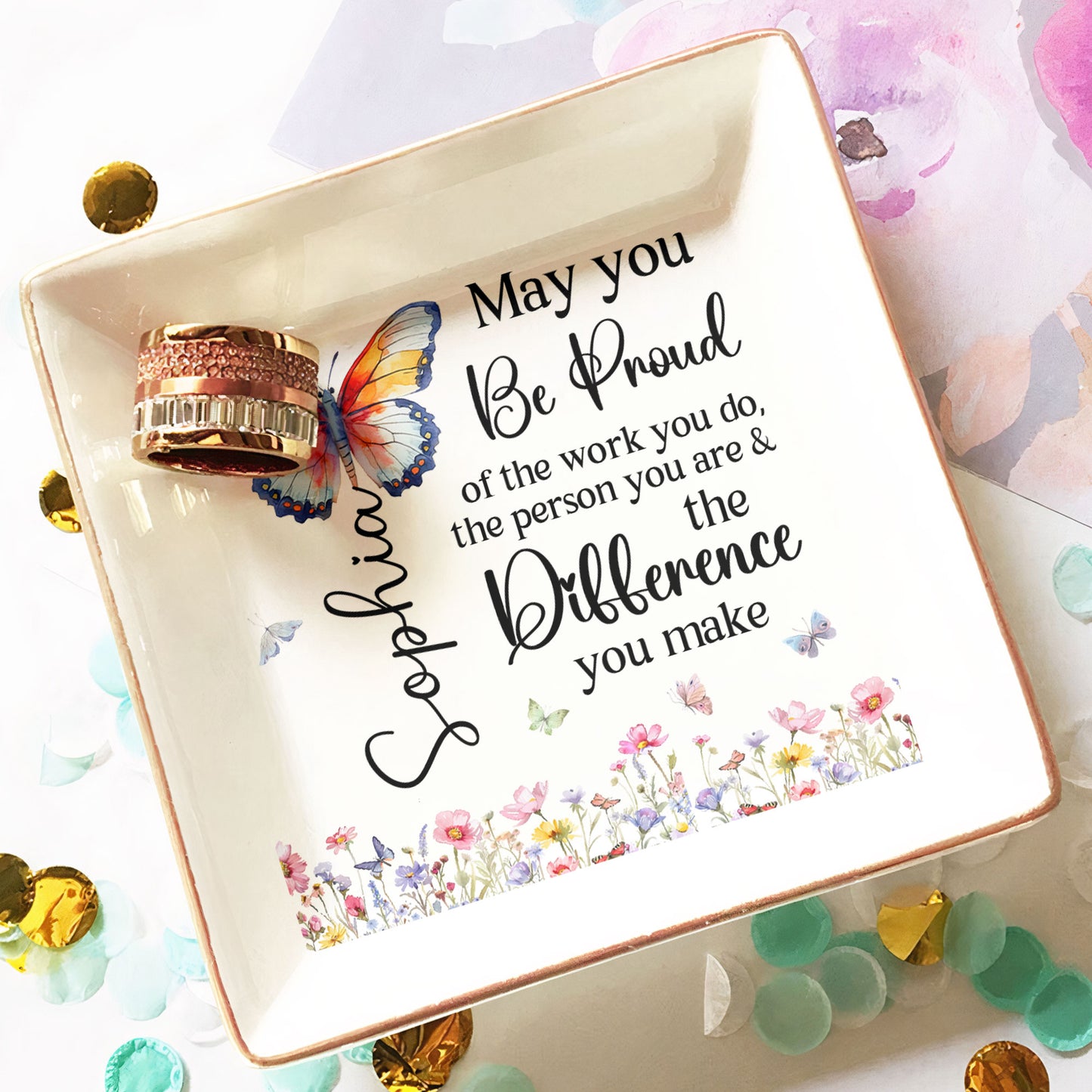 Never Forget The Difference That You Make - Personalized Jewelry Dish