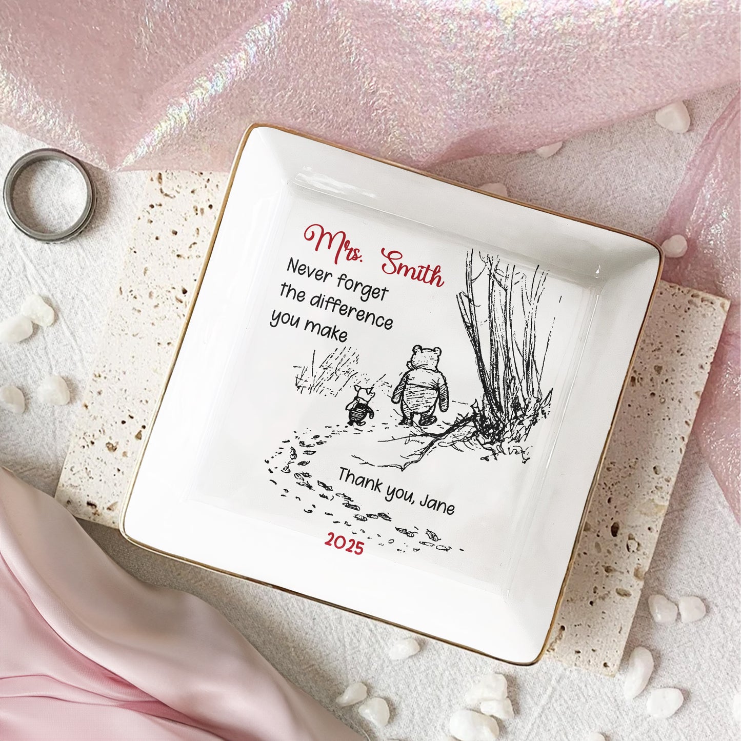 Never Forget The Difference You Make - Thank You Gift - Personalized Jewelry Dish