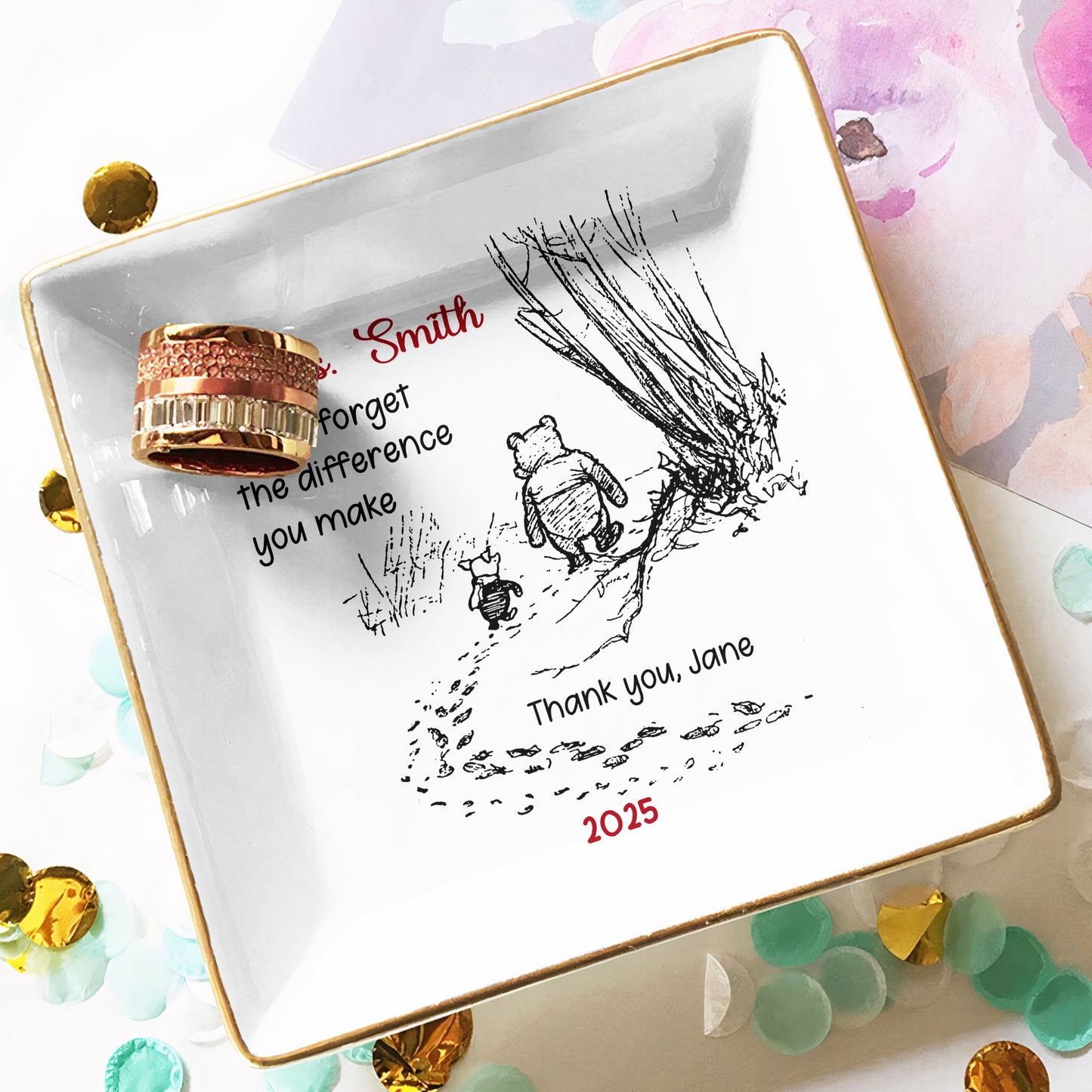 Never Forget The Difference You Make - Thank You Gift - Personalized Jewelry Dish