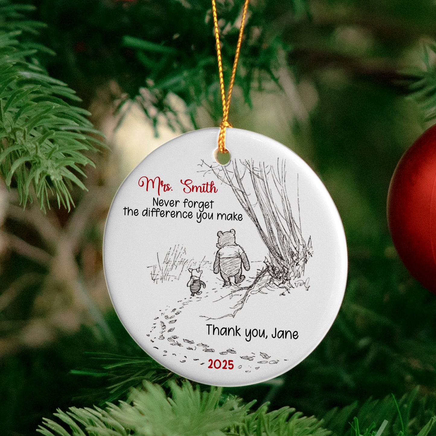 Never Forget The Difference You Make - Thank You Gift - Personalized Ceramic Ornament
