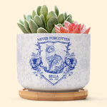 Never Forgotten Cat Toile De Jouy Style - Personalized Ceramic Plant Pot With Tray