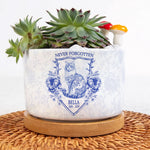 Never Forgotten Cat Toile De Jouy Style - Personalized Ceramic Plant Pot With Tray