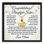 Never Give Up - Personalized Graduation Cap Pendant Necklace With Birthstone
