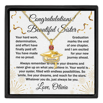 Never Give Up - Personalized Graduation Cap Pendant Necklace With Birthstone