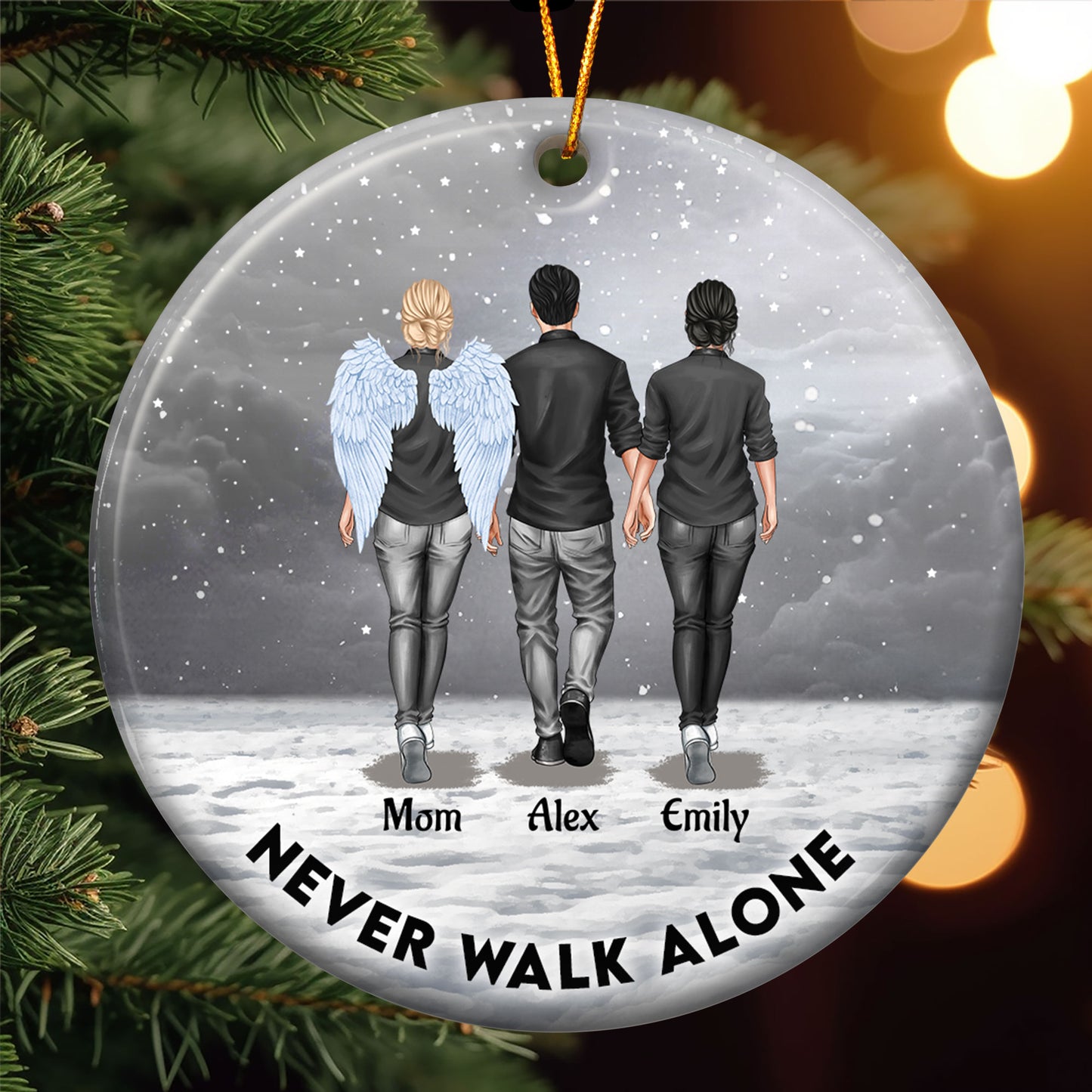 Never Walk Alone - Memorial Gift For Loss Of Family - Personalized Ceramic Ornament