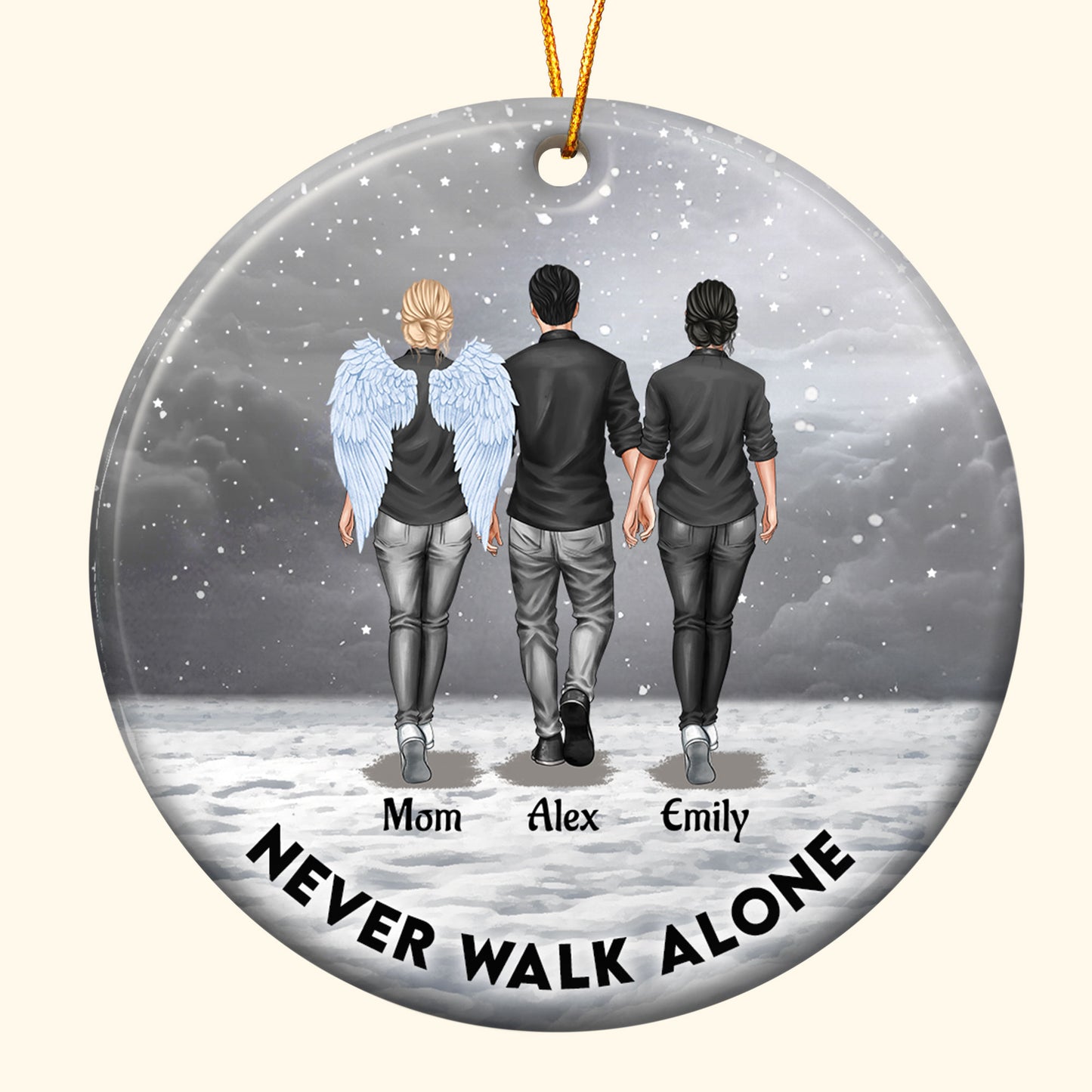 Never Walk Alone - Memorial Gift For Loss Of Family - Personalized Ceramic Ornament