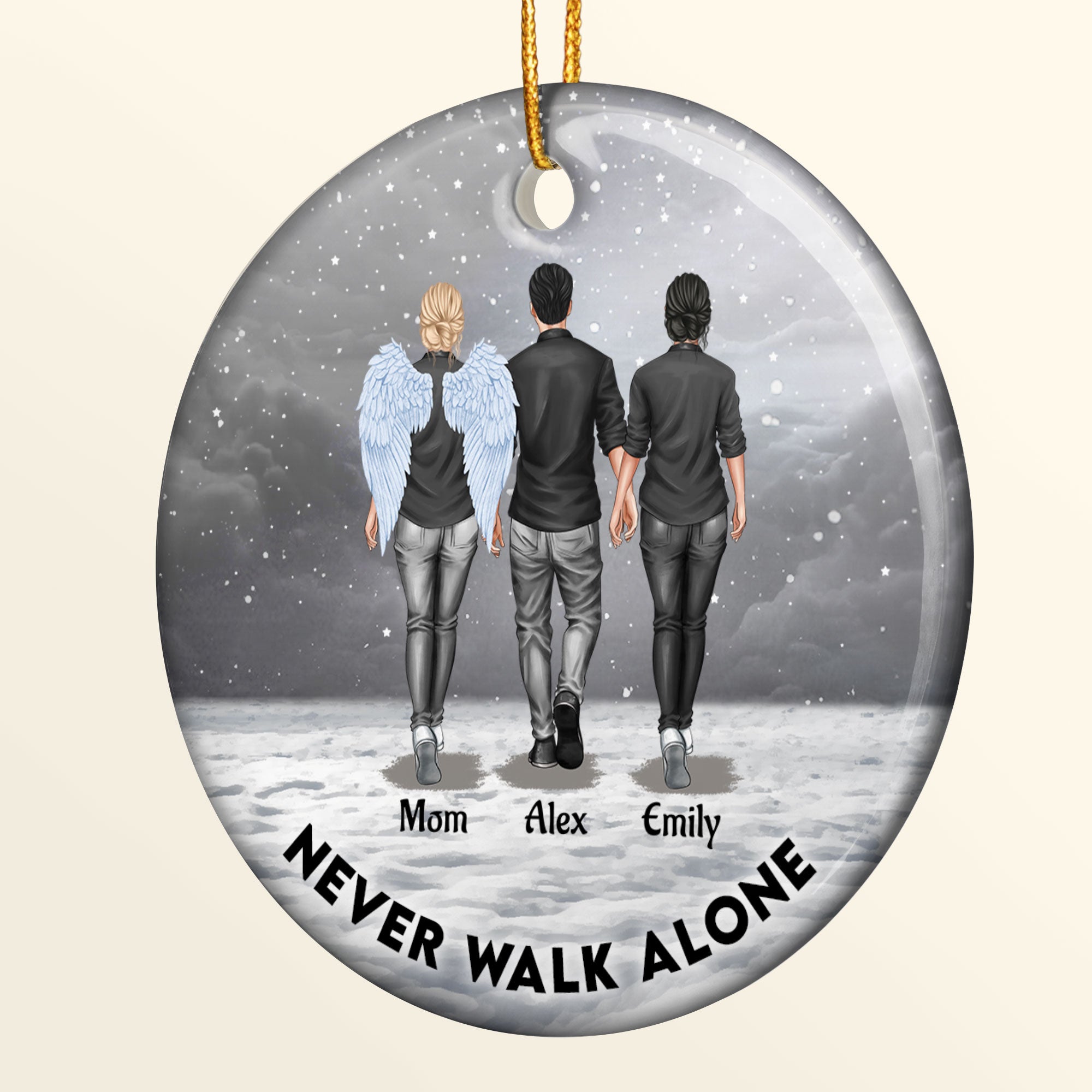 Never Walk Alone - Memorial Gift For Loss Of Family - Personalized Ceramic Ornament