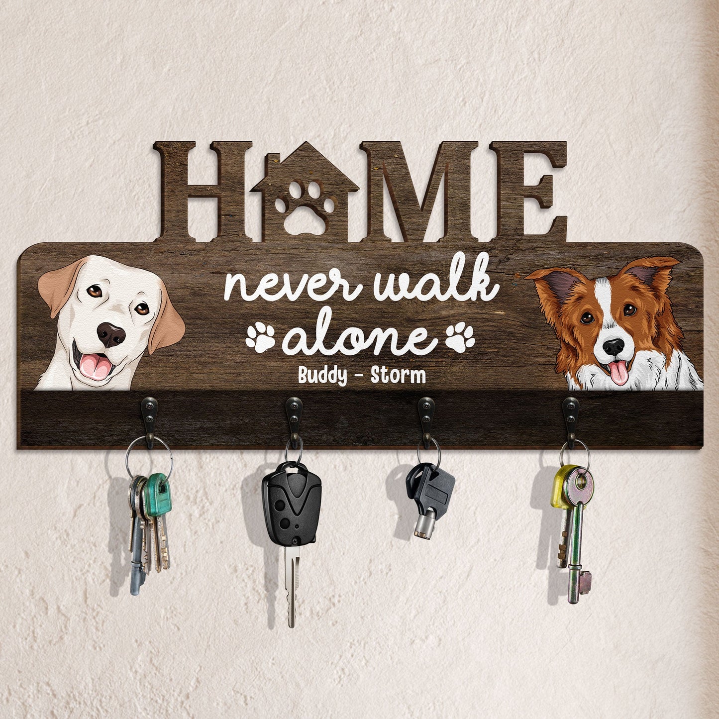 Never Walk Alone - Personalized Custom Key Holder