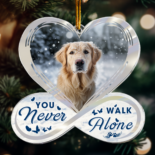 Never Walk Alone Pet Memorial - Personalized Acrylic Photo Ornament