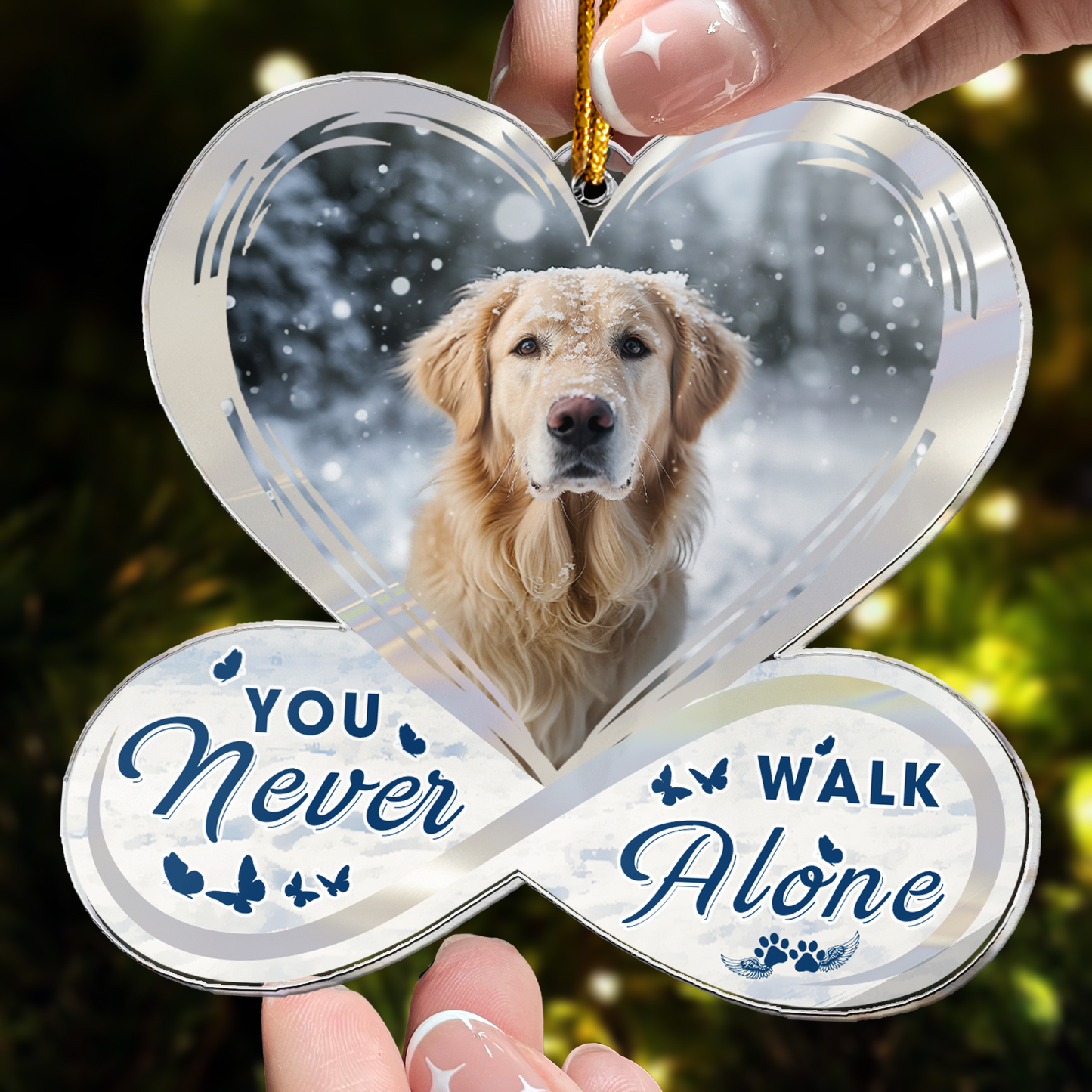 Never Walk Alone Pet Memorial - Personalized Acrylic Photo Ornament