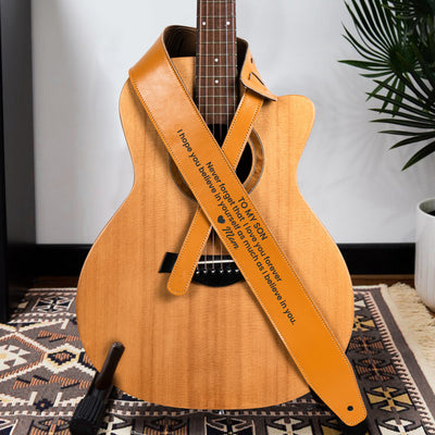 Never Forget That I Love You Son - Personalized Leather Guitar Strap