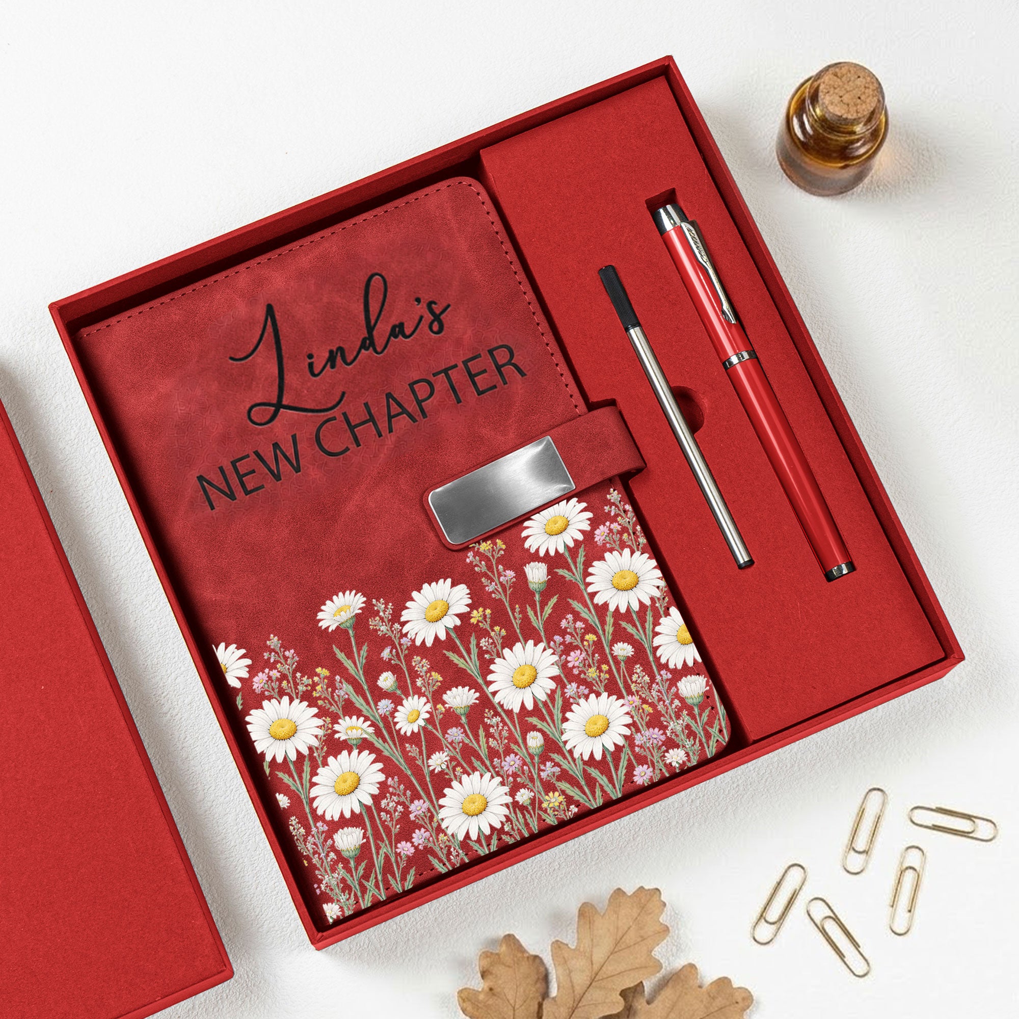 New Chapter Custom Birth Flowers & Name, Gift For Her, Daughter, Best Friend - Personalized Notebook Set