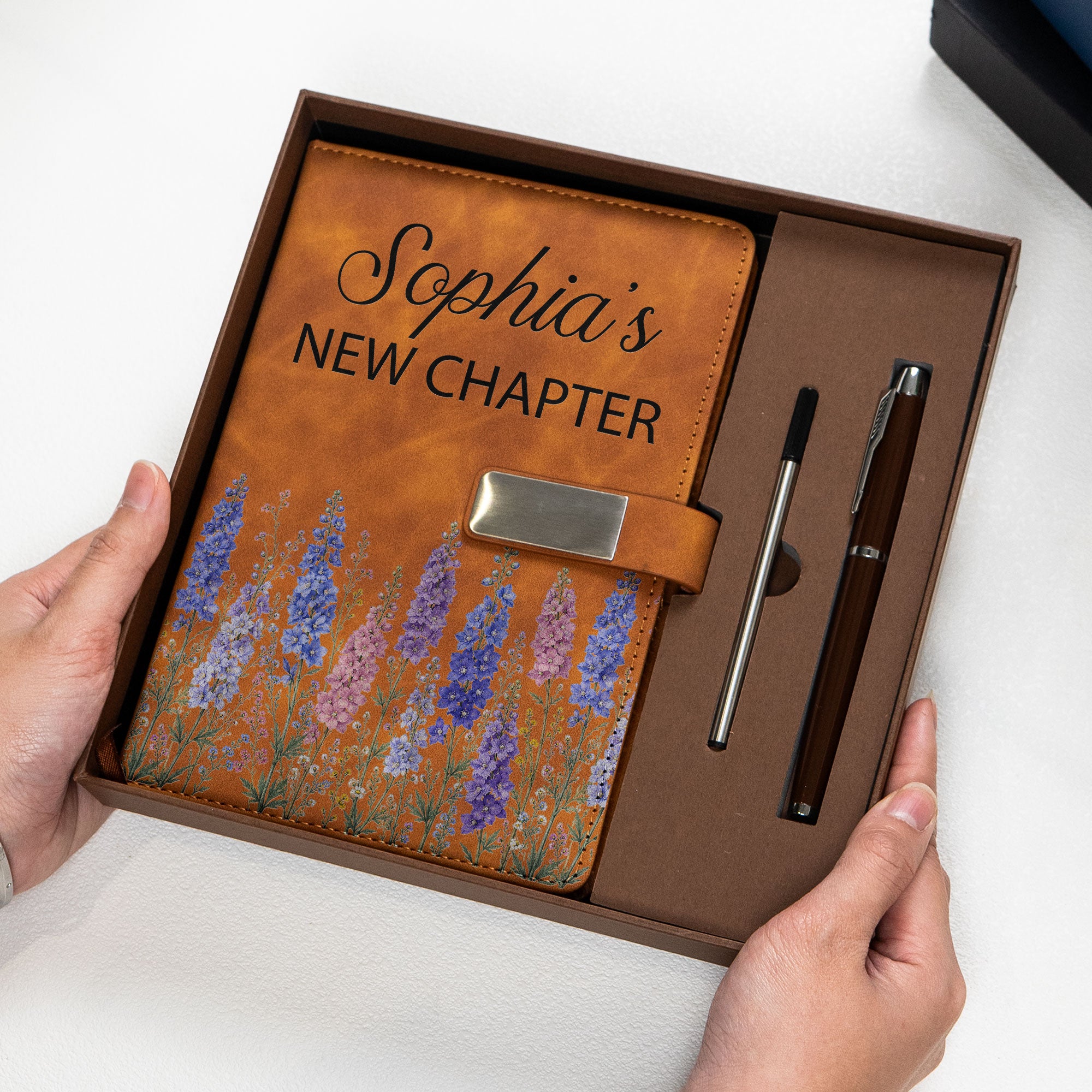 New Chapter Custom Birth Flowers & Name, Gift For Her, Daughter, Best Friend - Personalized Notebook Set