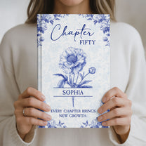New Chapter New Growth Birth Flower Toile De Jouy - Personalized Hardcover Journal
