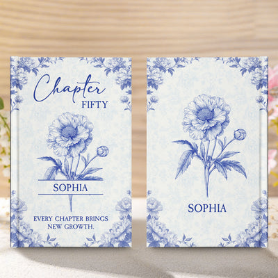 New Chapter New Growth Birth Flower Toile De Jouy - Personalized Hardcover Journal