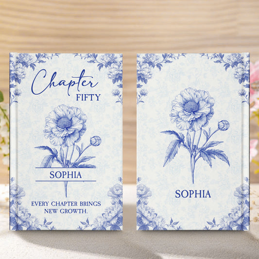 New Chapter New Growth Birth Flower Toile De Jouy - Personalized Hardcover Journal