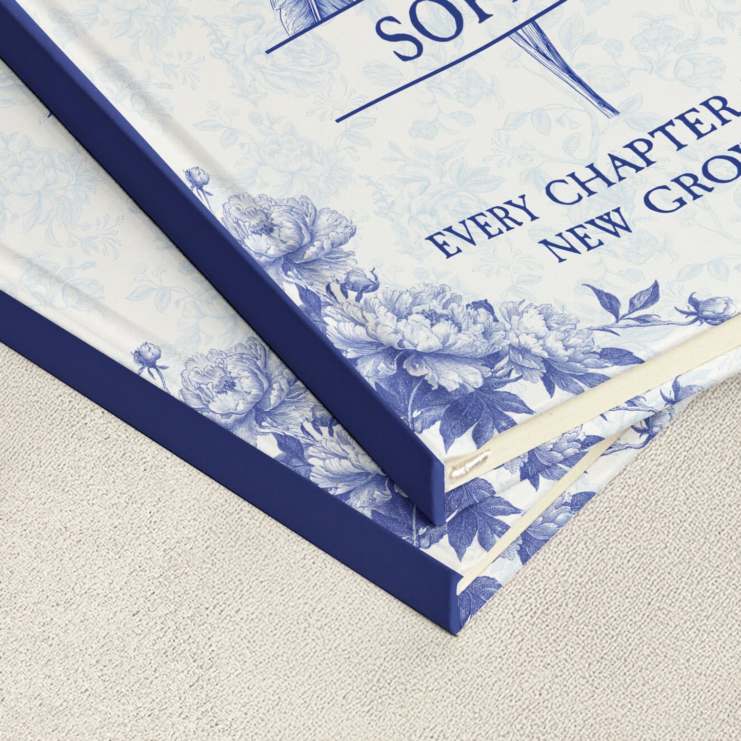 New Chapter New Growth Birth Flower Toile De Jouy - Personalized Hardcover Journal