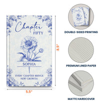 New Chapter New Growth Birth Flower Toile De Jouy - Personalized Hardcover Journal