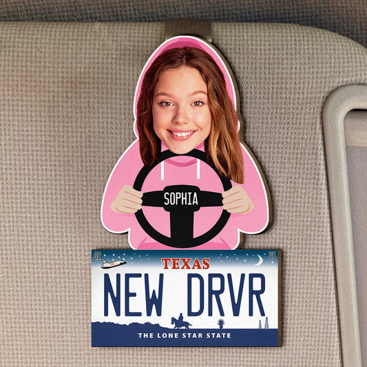 New Driver - Personalized Wooden Photo Car Visor Clip
