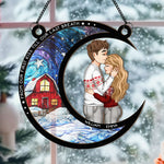 New From Our First Kiss Christmas - Personalized Window Hanging Suncatcher Ornament
