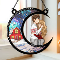 New From Our First Kiss Christmas - Personalized Window Hanging Suncatcher Ornament