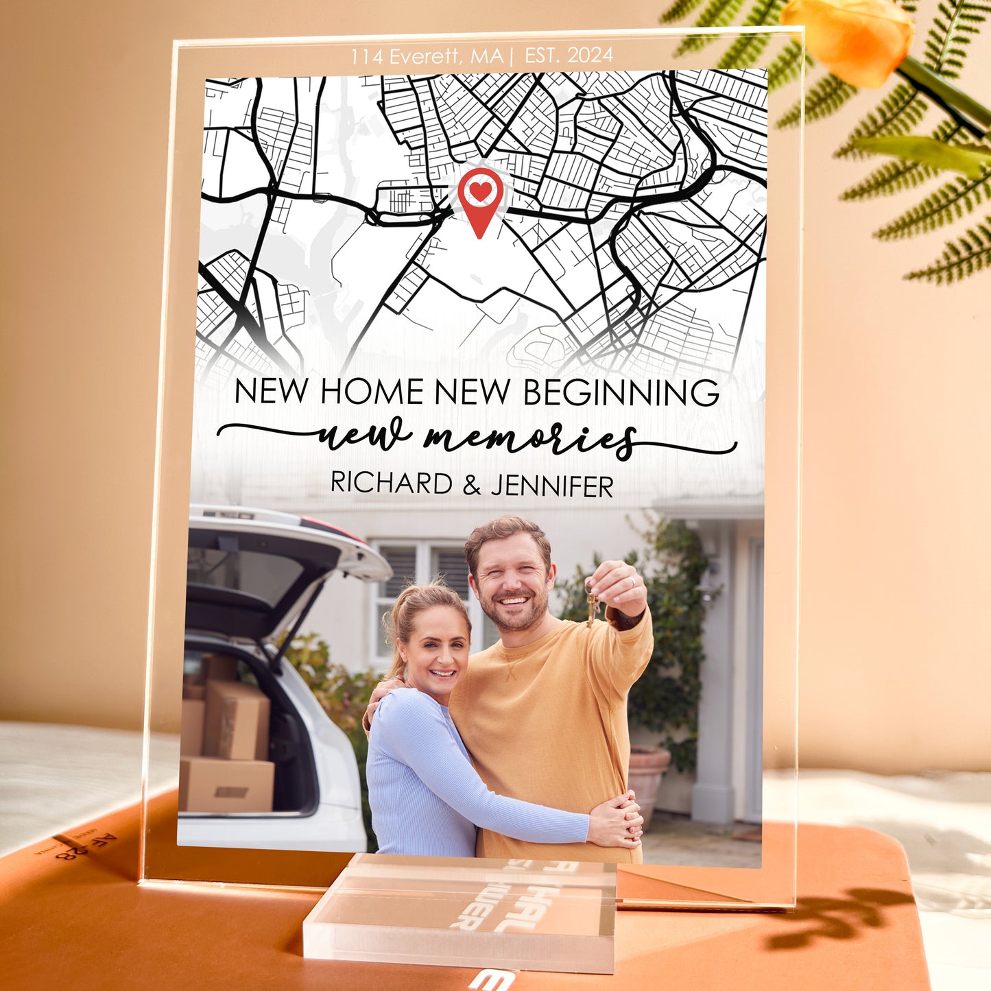 New Home New Beginning New Memories - Personalized Photo Acrylic Plaque