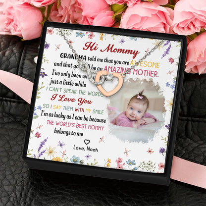 New Mom First Mom The Best Mommy Belongs To - Personalized Photo Infinity Heart Necklace