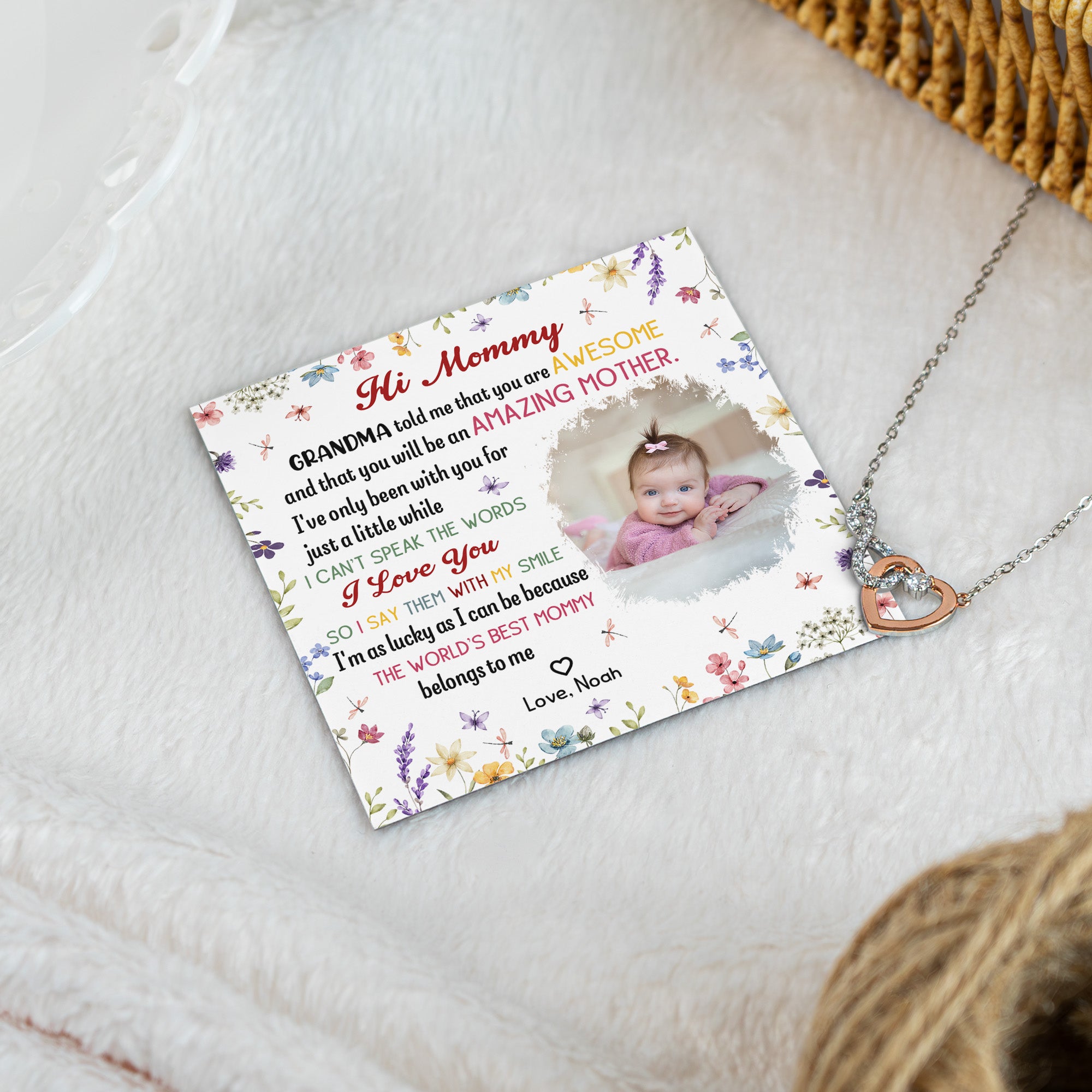 New Mom First Mom The Best Mommy Belongs To - Personalized Photo Infinity Heart Necklace