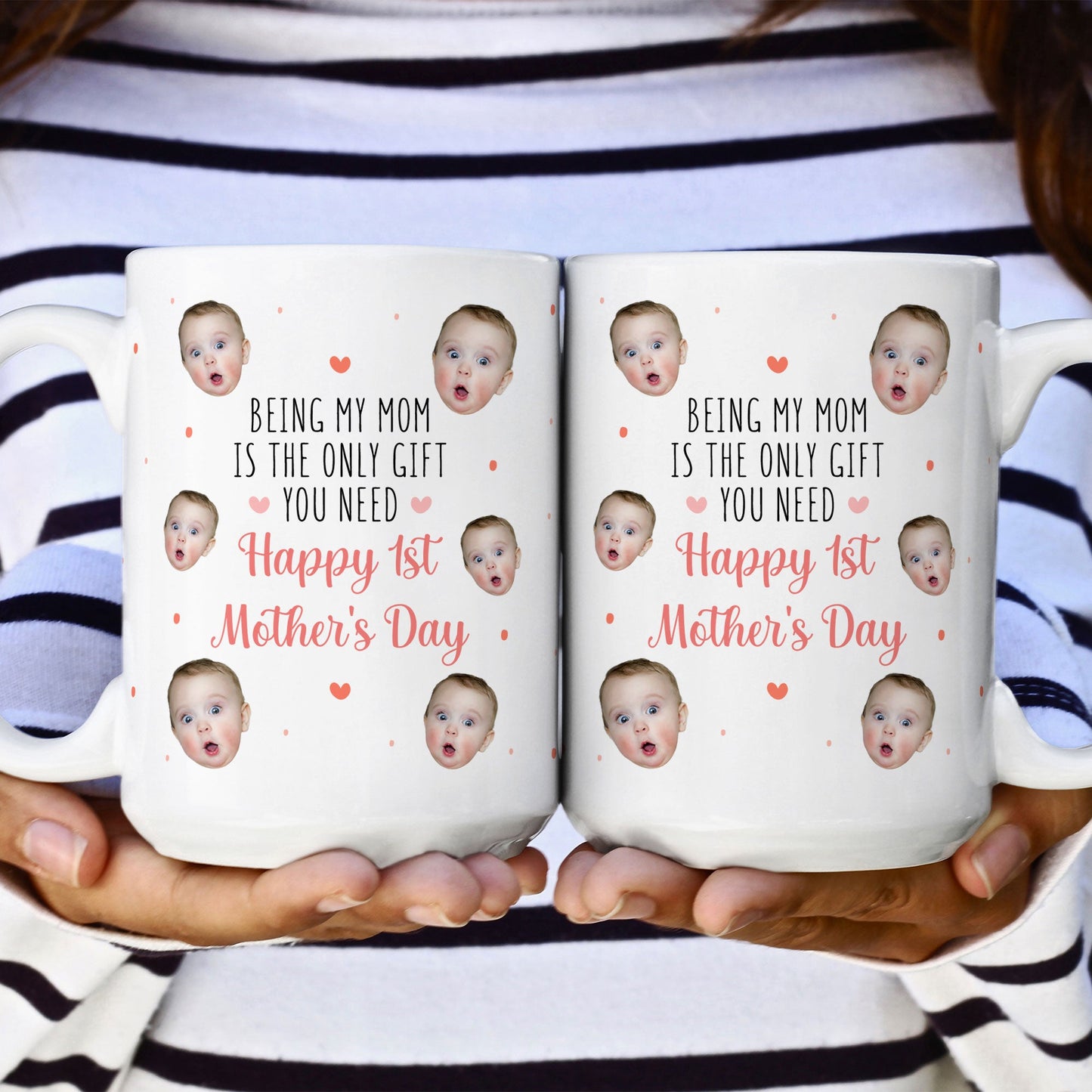 New Mom First Mother's Day Being My Mom Is The Only Gift - Personalized Photo Mug