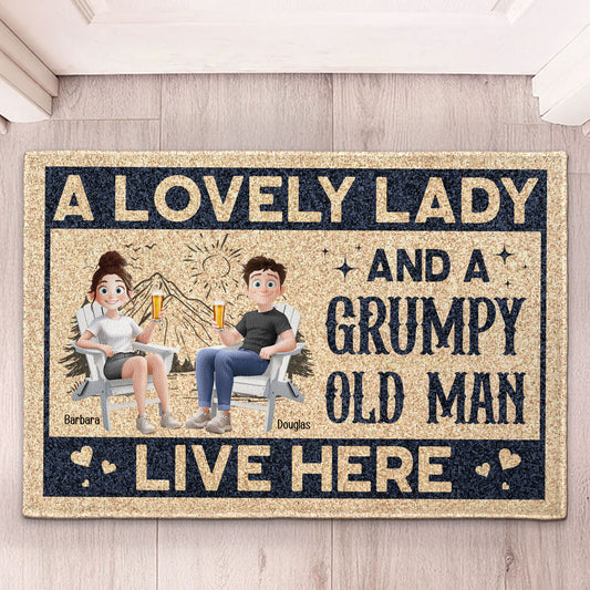 New Version A Lovely Lady And A Grumpy Old Man Live Here - Personalized Doormat