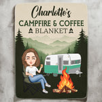 New Version Campfire And Coffee Blanket - Personalized Blanket