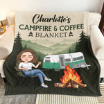 New Version Campfire And Coffee Blanket - Personalized Blanket