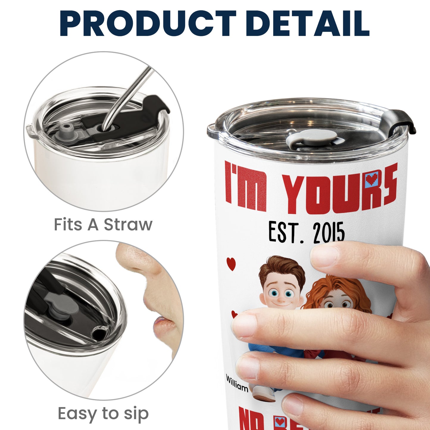 New Version Cartoon Couple I'm Yours No Returns Or Refunds - Personalized Tumbler Cup